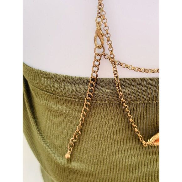 Vintage Women’s Faceted Glass Beaded Copper Long Station Chain Necklace 30” - Picture 8 of 8